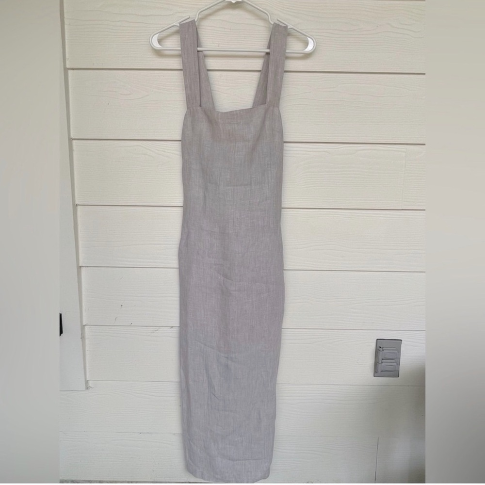 100% linen Gray Sleeveless Dress